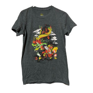 Super Mario Samurai Boss Battle Geek Fuel Graphic T-Shirt Men's S Gray Heathered